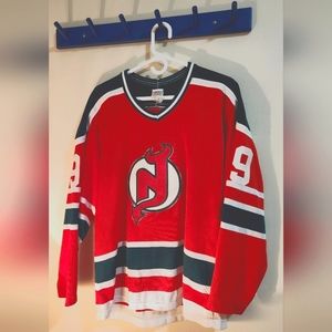 New Jersey Devils Green and Red CCM/Maska 80s Hockey Jersey (Medium)